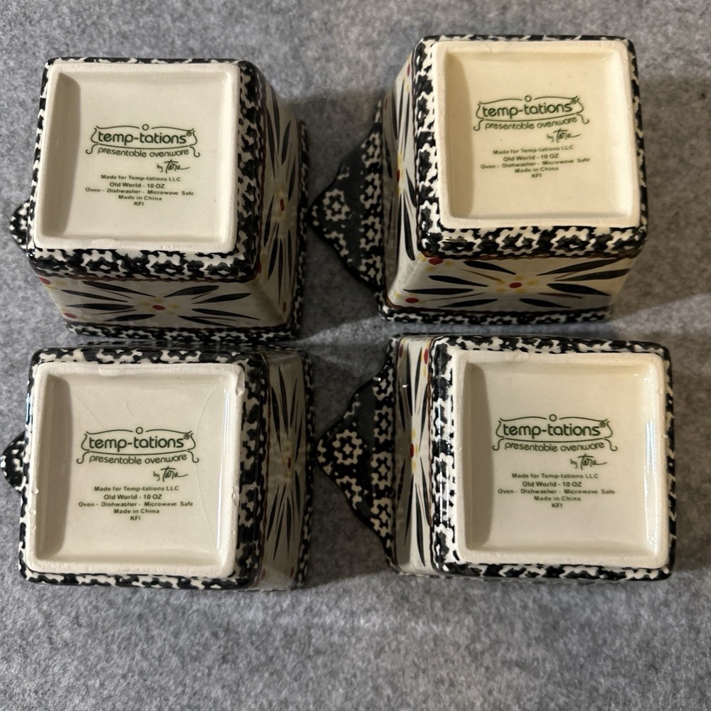 Temptations by Tara Old World Black 10 oz Ramekins Bakers set of 4 W/ Black Lids - Picture 13 of 15